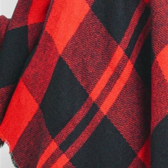 CHIC Plaid Print Knit Turtleneck Poncho Top - Picture 7 of 7
